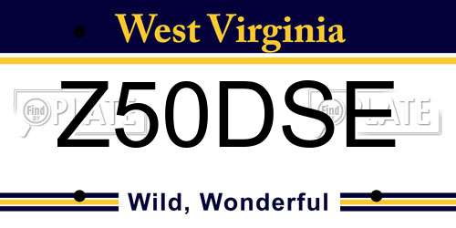 Z50DSE West Virginia License Plate