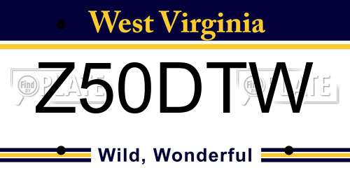 Z50DTW West Virginia License Plate
