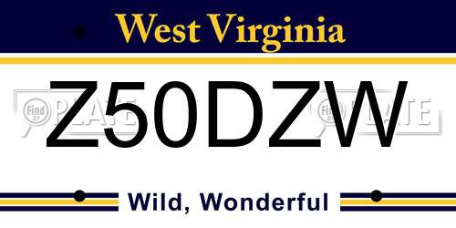 Z50DZW West Virginia License Plate