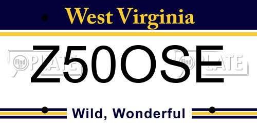 Z50OSE West Virginia License Plate