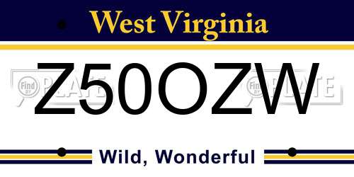 Z50OZW West Virginia License Plate