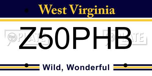 Z50PHB West Virginia License Plate