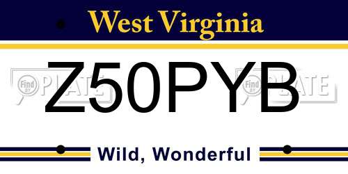 Z50PYB West Virginia License Plate