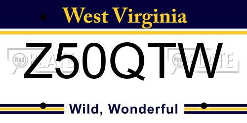 Z50QTW West Virginia License Plate