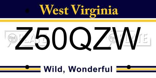 Z50QZW West Virginia License Plate