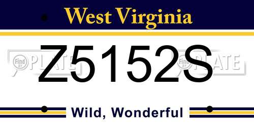 Z5152S West Virginia License Plate