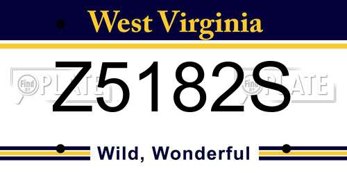Z5182S West Virginia License Plate