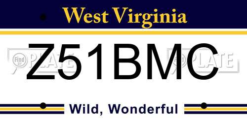 Z51BMC West Virginia License Plate