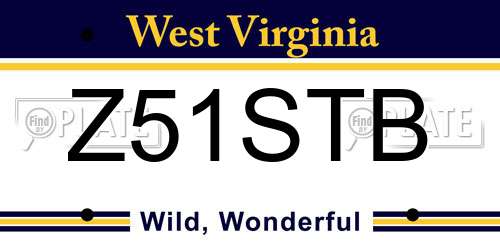 Z51STB West Virginia License Plate