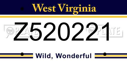 Z520221 West Virginia License Plate