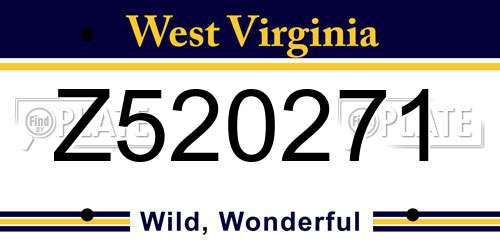 Z520271 West Virginia License Plate