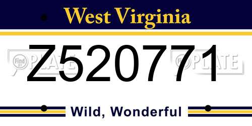Z520771 West Virginia License Plate