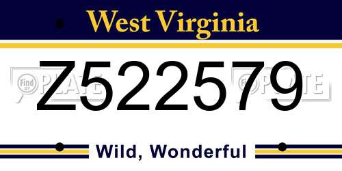 Z522579 West Virginia License Plate