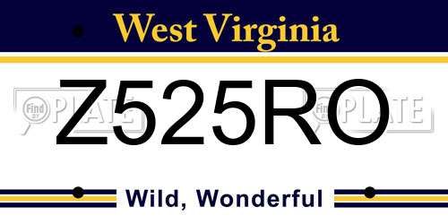 Z525RO West Virginia License Plate