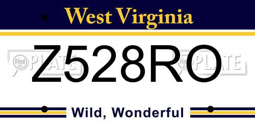 Z528RO West Virginia License Plate