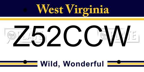 Z52CCW West Virginia License Plate