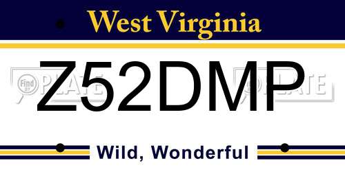 Z52DMP West Virginia License Plate