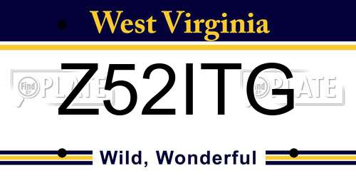Z52ITG West Virginia License Plate