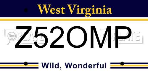 Z52OMP West Virginia License Plate