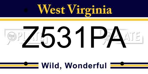 Z531PA West Virginia License Plate