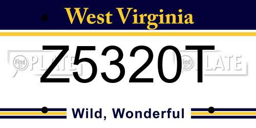 Z5320T West Virginia License Plate