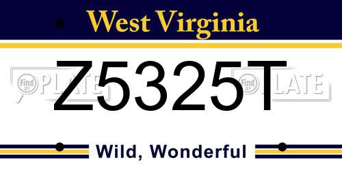 Z5325T West Virginia License Plate