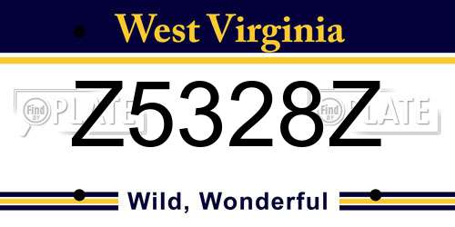 Z5328Z West Virginia License Plate