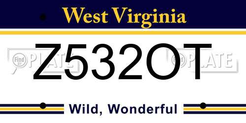 Z532OT West Virginia License Plate