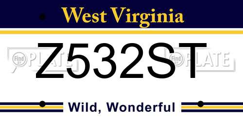 Z532ST West Virginia License Plate