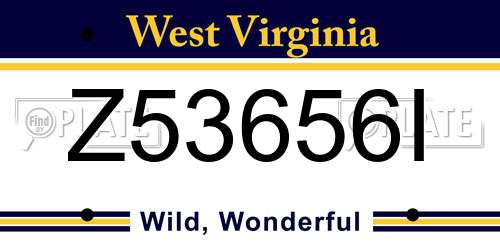 Z53656I West Virginia License Plate