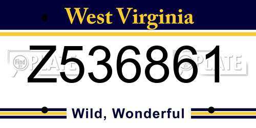 Z536861 West Virginia License Plate