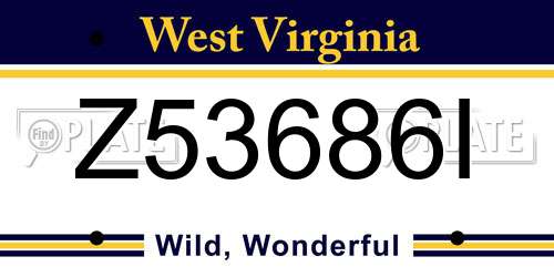 Z53686I West Virginia License Plate