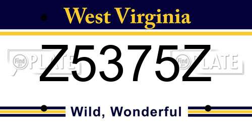 Z5375Z West Virginia License Plate
