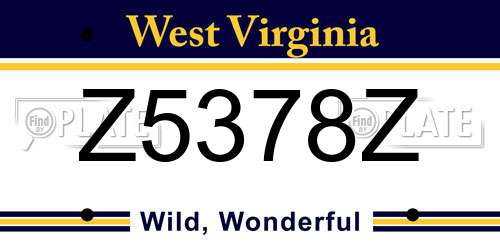 Z5378Z West Virginia License Plate