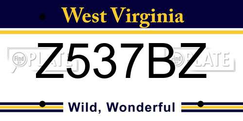 Z537BZ West Virginia License Plate