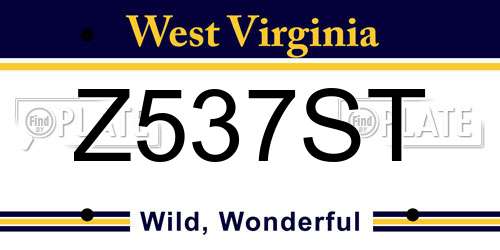 Z537ST West Virginia License Plate