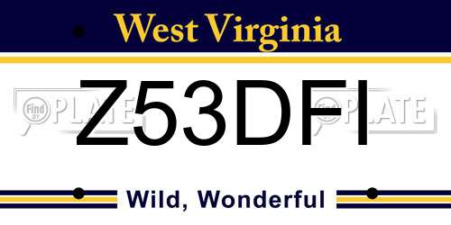 Z53DFI West Virginia License Plate