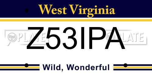Z53IPA West Virginia License Plate