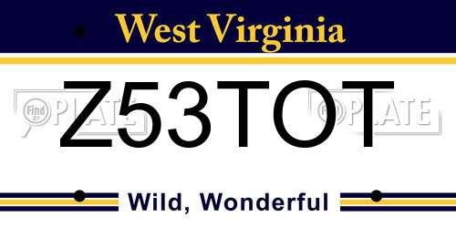 Z53TOT West Virginia License Plate