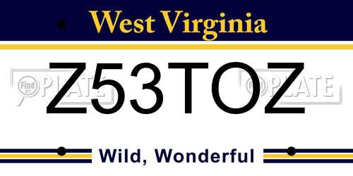 Z53TOZ West Virginia License Plate