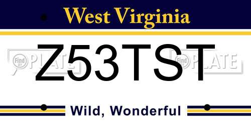 Z53TST West Virginia License Plate