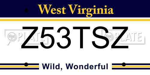 Z53TSZ West Virginia License Plate