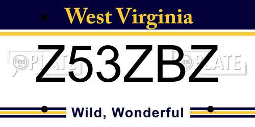 Z53ZBZ West Virginia License Plate
