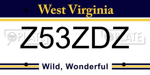 Z53ZDZ West Virginia License Plate