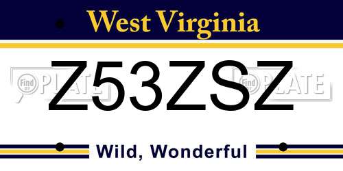 Z53ZSZ West Virginia License Plate