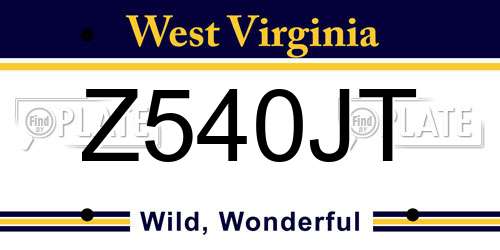Z540JT West Virginia License Plate