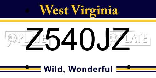 Z540JZ West Virginia License Plate