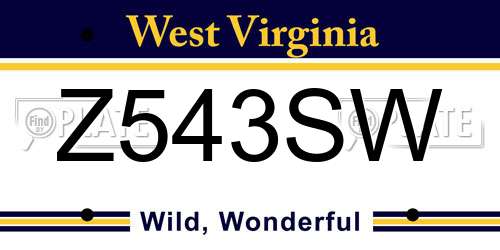 Z543SW West Virginia License Plate