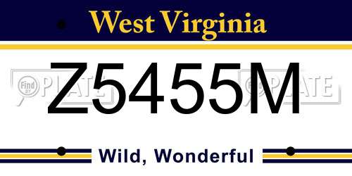 Z5455M West Virginia License Plate