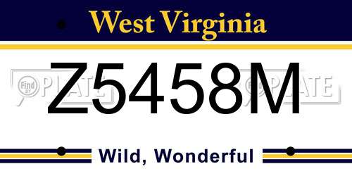 Z5458M West Virginia License Plate